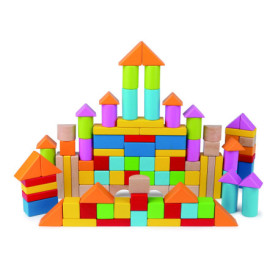 Hape Jouet en Bois Construction Enfant 12 Mois et Plus - Blocs de Construction Multicolore - Jouet Éveil Fille et Garçon - Baril