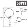 LEEQ 50 pièces Porte-clés Anneaux Split Porte-clés avec chaîne à maillons, 50 pièces Anneaux Ouverts et 50 pièces tiges à vis po