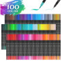mancola 100 Couleurs Feutres Coloriage Adultes, Feutre Aquarelle Stylo Pointe Fine, Pour Professionnel Dessin,Coloriage Mandala 