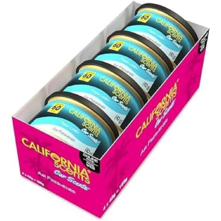 California Scents, Boite de Parfum Voiture, Lot de 4 Désodorisants Voiture Parfum Linge Frais, Accessoire de Voiture pour Élimin