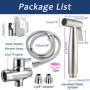 Vaporisateur de Toilette Douchette à Main Bidet en Acier Inoxydable - avec Vanne 3 voies (1/2"-3/8") parfait pour Hygiène person