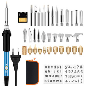 Kit de Pyrogravure sur Bois Fer à Souder,37PC 60W loisirs crÃ atifs adultes graveur pour rondin de bois Liège, Cuir, Gravure, Sc