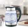 Zilan, Bouilloire en verre et acier inoxydable - 2200 W - 1,7 l - Éclairage LED bleu - 360 ° - Filtre anti-calcaire - Sans BPA -