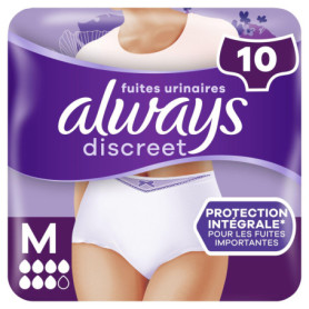 Culottes Pour Fuites Urinaires Always Discreet Femmes Plus, M, x10 Culottes, Retiennent Les Fuites Et Les Odeurs, Confortables E
