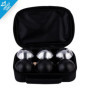 Engelhart - 010207 - Jeu de Boules 2 x 3 Noires et Grises - 74 mm - Triplette - Jeu de Petanque - 6 Boules de Pétanque, Sac en N