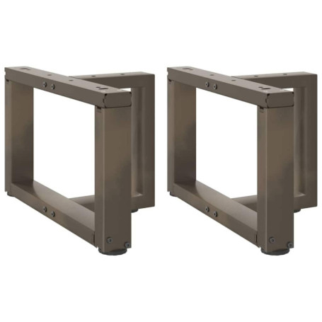 vidaXL Pieds de Table Basse Forme de T 2 pcs Acier Naturel 40x25x(30-31) cm, Pied de Table, Pied de Table en métal, Pied de Meub