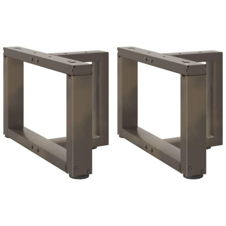 vidaXL Pieds de Table Basse en Forme de T 2 pcs Acier Naturel 50x25x(30-31) cm, Pied de Table, Pied de Table en métal, Pied de M