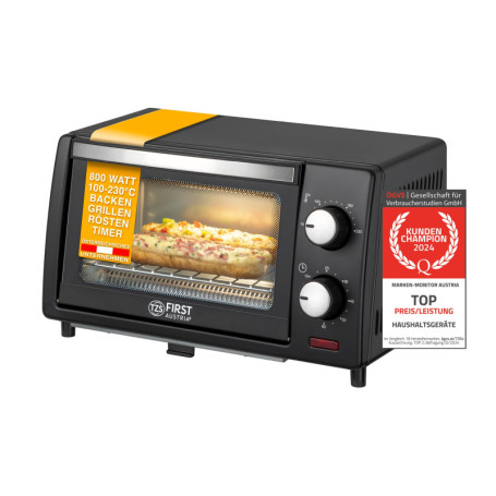 TZS First Austria Mini four électrique 10L, Four electrique, 800W, avec Minuteur 0-60 min, Jusqu'à 230°C, Mini four à pizza, 2 h