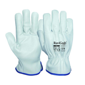 RuviGrab - Gant de travail en cuir de vache pleine fleur naturel - Gants de jardinage - Gants en cuir - Gants en cuir pour la co