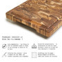 Erreke Planche a Decouper Bois, Bois de Teck End Grain, Couper Servir Viande Fromage Pain, Grande Planche à Découper, 44 x 29.5 