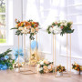 VEVOR 10PCS Support de Fleurs de Mariage 80 cm Porte-fleurs Métal Doré Centre de Table Mariage Vase Géométrique Stratifié Acryli