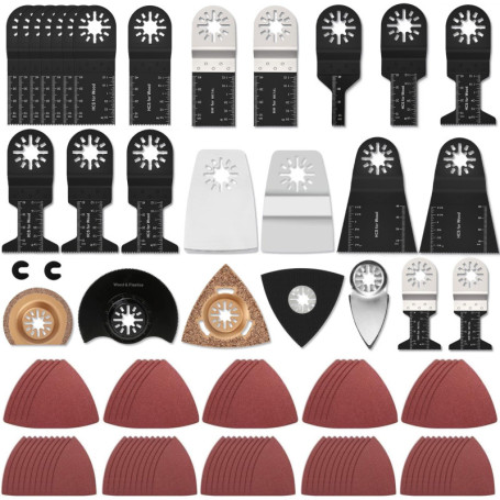 GUHAOOL 110 Pcs Lames de Scie Oscillantes, Outil Multifonction Saw Blades Accessoires Kit, Bois Plastique Métal Universelle Outi
