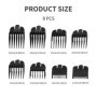 8 Pièces Sabot Tondeuse, Guide Ensemble Peigne, Peignes pour Sabot Cheveux, Sabot pour Tondeuse Clip - 1,5 mm/3 mm/4,5 mm/6 mm/1