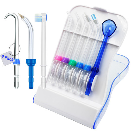 Embouts de rechange compatibles avec hydropulseur Waterpik, étui de rangement et 9 embouts, compatibles avec Waterpik Aquarius W