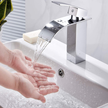 Robinet de Lavabo, Mitigeur d'Évier, Mitigeur Lavabo Chaude et Froide Réglable Robinet Lavabo, Robinetterie Salle de Bains de Sa