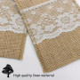 Leeyunbee Lot de 24 sacs à Couverts en Toile de Jute avec Dentelle, Porte-ustensiles en Toile de Jute en Dentelle, Vintage Decor