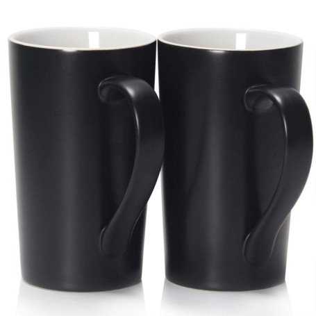 Grandes tasses à café de 20 oz / 600 ml, Smilatte M007 tasse en céramique haute plate avec poignée pour papa homme, lot de 2, no