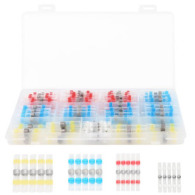 200 Pièces Joint de Soudure Connecteur de Fil, Connecteur Bout avec Gaine Thermorétractable, Cosses Electriques à Sertir, 4 Tail
