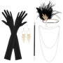5 Pièces Accessoire Année 20 Femme, Accessoires Gatsby Costume Set, Accessoires Charleston Année 20, avec Flapper Bandeau, Gants