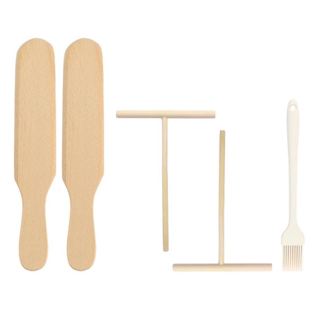 2 Spatules En Bois, 2 Spatules En Forme De T Et 1 Pinceau À Huile En Silicone, Ustensiles De Cuisine, Outils De Cuisson, Outils 