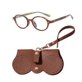 1 Lunettes À Monture Ovale Et 1 Sac À Lunettes, Lunettes Rétro À Imprimé Léopard, Lunettes De Mode Classiques, Accessoires Vesti