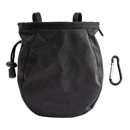 SLEEKEE 1 sac à craie d'escalade noir avec 1 boucle en métal d'alpinisme noire, équipement d'escalade, sac à craie réglable, sac