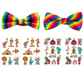RELKLYU 2 Arcs De Clown Et 4 Autocollants De Tatouage Clown, Accessoires De Costumes De Clown, Accessoires De Costumes De Fête, 