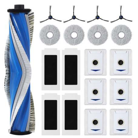 19 pièces ensemble d'accessoires pour Ecovacs Deebot T30S Pro/ T30S, 1 brosse principale en caoutchouc, 4 filtres HEPA, 6 sacs à