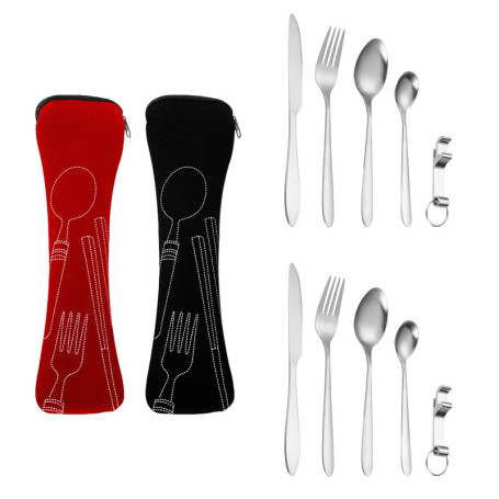 Couverts de camping en acier inoxydable pour 2 personnes - Couverts de voyage - Pour le camping, les pique-niques, les écoles et