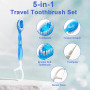 Puasok 26 Pièces Mini Brosses à Dents, 5-en-1 avec Dentifrice, Fil Dentaire, Gratte-Langue & Cure-Dents, Individuellement Emball