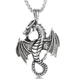 southbankstore Collier personnalisé en forme de dragon féroce avec pendentif en forme de dragon, Zinc