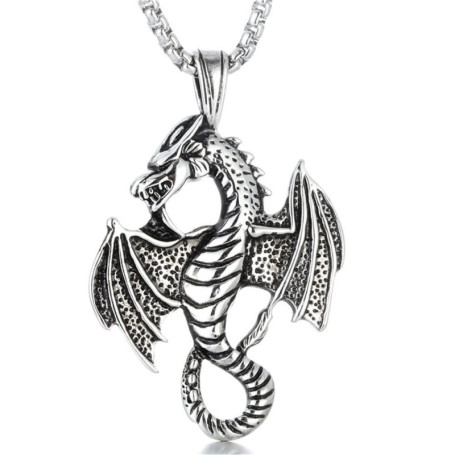 southbankstore Collier personnalisé en forme de dragon féroce avec pendentif en forme de dragon, Zinc