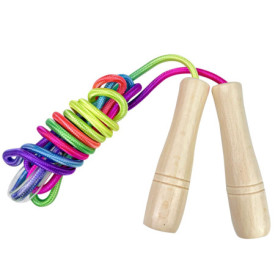 Maxentico 250 cm Corde a Sauter Enfant, Réglables Elastique Jeux a Sauter, Corde a Saute avec Poignée En Bois, Corde à Sauter d'