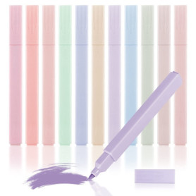 Fousenuk 12 pièces Surligneurs, Surligneur Pastel 12 Couleurs Différentes Surligneur Carrés Facile à Tenir, Pastels Aesthetic Hi