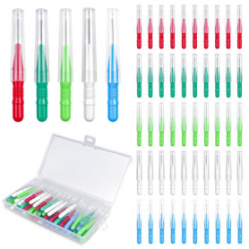 Magrimaxio 50 Pièces Brossettes Interdentaire avec la 5 Couleurs, Brossette Interdentaires avec Couvercle, Brosses Outil de Nett