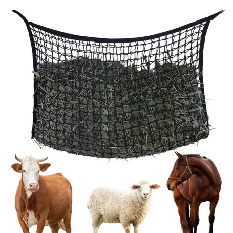 MEYAGOT Filet À Foin, Filet A Foin Pour Chevaux, 160*100 cm Filet A D'alimentation, Sac A Foin Avec Mailles Filet A Foin Extra L