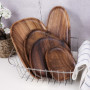 Lot de 4 plateaux de service ronds irréguliers en bois pour collations, fromage, apéritifs, desserts, sushis, fruits, salade, as