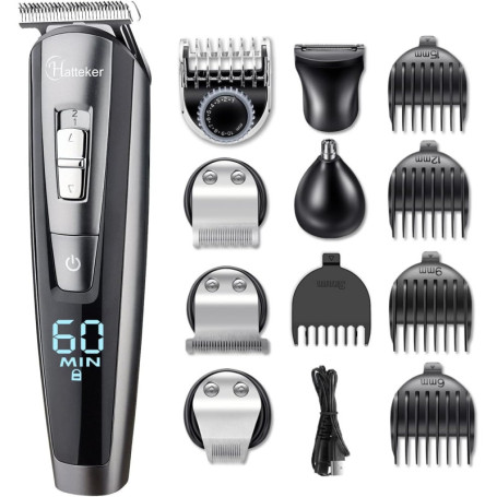 Hatteker Tondeuse Barbe Tondeuse Cheveux Hommes Rasoir Tondeuse Corps Nez-Oreilles Impermeable 5 In 1