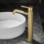 Robinet Salle Bain Or Brossé - Mitigeur Lavabo Haut Robinet Lavabo Doré - Robinetterie Vasque à Poser en Laiton SHUNLI