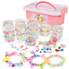 Sanlebi Enfants Bricolage Perles Set, 2000 Pièces Bracelet Perle pour Fabrication de Bracelets,Collier, Kit Fabrication Bijoux J
