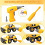 6 en 1 Démonter et Assembler Camion DIY Construction Véhicules Kit avec Jeu Perceuse Électrique pour Enfant Jeu éducatif de Garç