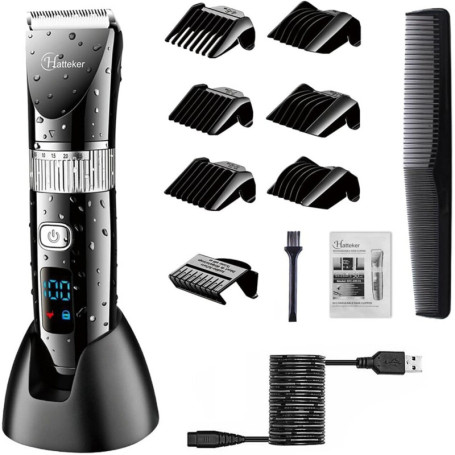 Hatteker Tondeuse Cheveux Tondeuse Barbe Professionnelle Electrique avec Ecran LCD Sans Fil USB Rechargeable Imperméable