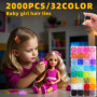 Lot de 2 000 petits élastiques à cheveux en caoutchouc avec 16 outils de coiffure, 32 couleurs, mini élastiques à cheveux pour f