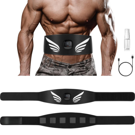 Profey Ceinture Abdominale Electrostimulation, EMS Electrostimulateur Musculaire avec 10 Modes 30 IntensitéS Et Affichage des Ca