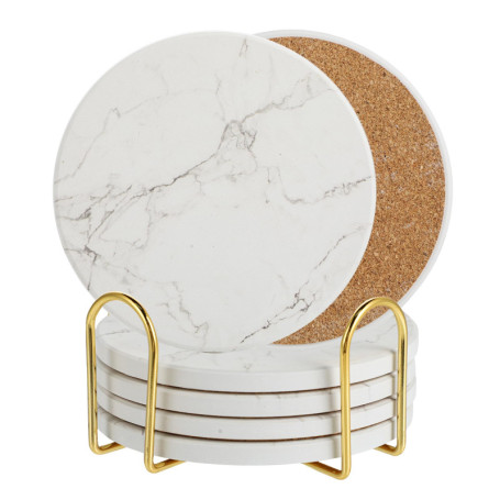 Dessous De Verre - Lot De 6 sous Verre - Absorbants Coasters - Fond Antidérapant - Absorption Rapide D’Eau - Motif Marbre