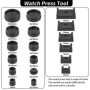 19 Pièces Presse Montre - Outil Fermeture Boîtier 15,5x10x6cm - Acier - pour Réparation Montre, Changement Pile, Fermeture Cadra