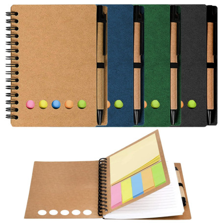 UZSUZZ Cahier à Spirales Bloc-notes D'affaires Carnet Lot de 4 Carnets à Spirales avec Stylo et Notes Autocollantes Pocket Busin