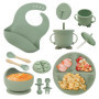 NEXROLA Assiette Bebe, 8 pièces, Vaisselle Bebe Silicone, Assiette Ventouse pour Bébé, Bol Cuillere Bavoir Bebe, Set Repas Bébé,