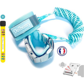 Dolbomy Bracelet de Securite pour Enfant et Bebe - Longueur de 2m en Acier Résistant et Elastique - Avec Verouillage à Clé et Si