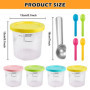SUNOYA 4 Pièces Récipients À Glace, Bacs À Creami Glacée, Pour La Sorbetière Ninja Creami, Machine À Crème Glacée Avec Bacs Acce